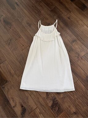 J. Crew White Ruffle Spaghetti Strap Dress
